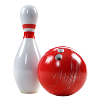 ai genererad 3d tolkning av en bowling stift och boll på transparent bakgrund - ai genererad png