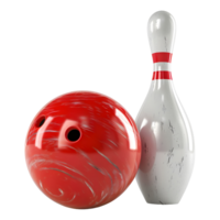 ai generiert 3d Rendern von ein Bowling Stift und Ball auf transparent Hintergrund - - ai generiert png