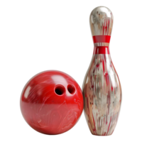 ai genererad 3d tolkning av en bowling stift och boll på transparent bakgrund - ai genererad png