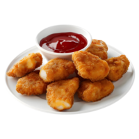 ai genererad 3d tolkning av en snabb fot nuggets med sås på transparent bakgrund - ai genererad png