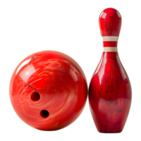 ai gegenereerd 3d renderen van een bowling pin en bal Aan transparant achtergrond - ai gegenereerd png