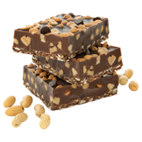 AI generated 3D Rendering of a Almond and Peanuts Chocolate Bar on Transparent Background - Ai Generated png