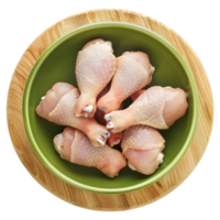 AI generated 3D Rendering of a Raw Chicken Leg Pieces in a Plate on Transparent Background - Ai Generated png
