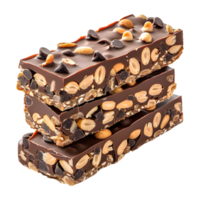 ai généré 3d le rendu de une amande et cacahuètes Chocolat bar sur transparent Contexte - ai généré png