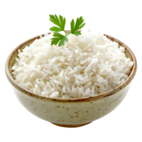 ai generado 3d representación de un basmati arroz en un cuenco en transparente antecedentes - ai generado png