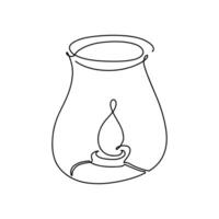 Candle in single continuous line. Hand drawn style. Vector illustration isolated on white.