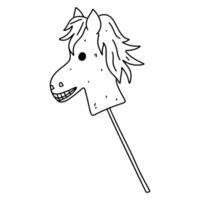 Horse toy. Hand drawn doodle style. Vector illustration isolated on white. Coloring page.