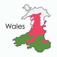 Outline drawing of Wales flag map. vector