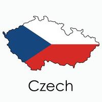 Outline drawing of Czech flag map. vector