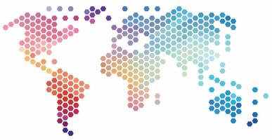 Hexagon shape world map on white background. vector