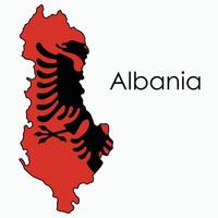 Outline drawing of Albania flag map. vector