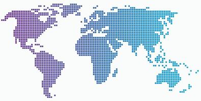 Square shape world map on white background. vector