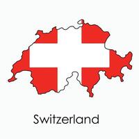 Outline drawing of Switzerland flag map. vector