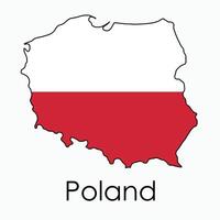 Outline drawing of Poland flag map. vector