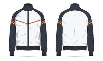 Pullover collar zipper jacket front and back view vector