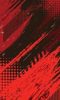 Abstract background texture with red grunge brush strokes. Racing style jersey fabric template vector