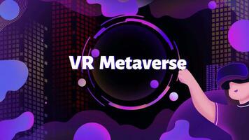 abstrakt vr metavers, universum, planet, tecknad serie animering för film video