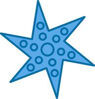 estrella de mar lleno azul icono vector