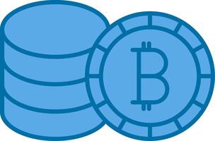 bitcoin lleno azul icono vector