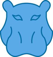 hipopótamo lleno azul icono vector
