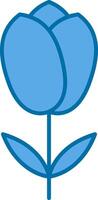 tulipán lleno azul icono vector