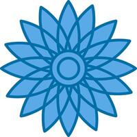 girasol lleno azul icono vector