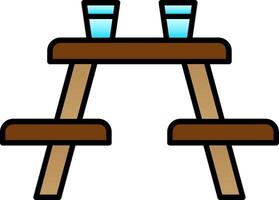 Picnic Table Line Filled Gradient  Icon vector