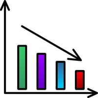 Bar Chart Line Filled Gradient  Icon vector