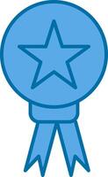 estrella medalla lleno azul icono vector