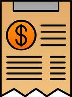 Receipt Line Filled Gradient  Icon vector