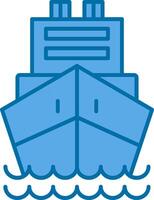 Logistics Ship Filled Blue  Icon vector