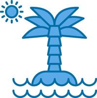 Desierto isla lleno azul icono vector