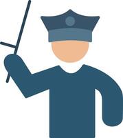 Policeman Holding Stick Flat Gradient  Icon vector