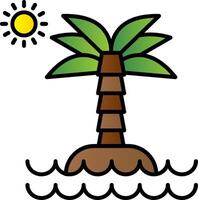 Desert Island Line Filled Gradient  Icon vector