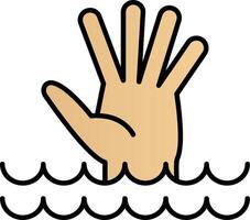Drowning Line Filled Gradient  Icon vector