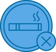 No de fumar lleno azul icono vector