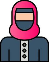 Woman with Niqab Line Filled Gradient  Icon vector
