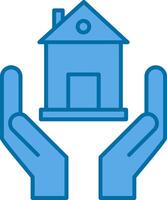 hogar y cuidado lleno azul icono vector