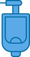 urinario lleno azul icono vector