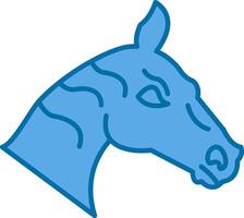 caballo lleno azul icono vector