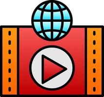 Video Ad Line Filled Gradient  Icon vector