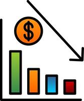 Business Decline Line Filled Gradient  Icon vector