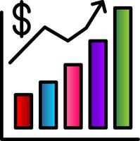 Stocks Line Filled Gradient  Icon vector