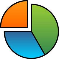 tarta gráfico línea lleno degradado icono vector