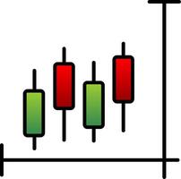 valores mercado línea lleno degradado icono vector