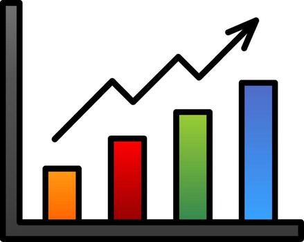crecimiento grafico línea lleno degradado icono vector