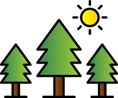 Pine Trees Line Filled Gradient  Icon vector