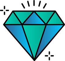 Diamond Line Filled Gradient  Icon vector