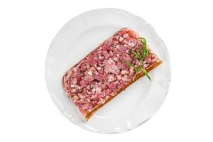 meat terrine slice pate Campagne meat loaf pork meat pie tasty fresh healthy eating cooking appetizer meal food snack on the table copy space food background photo