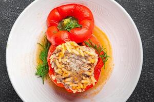 stuffed pepper meat and rice filling fresh food tasty healthy eating cooking appetizer meal food snack on the table copy space food photo